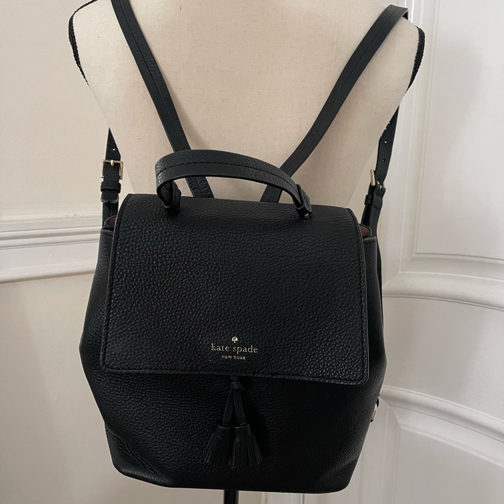 Kate Spade Black Leather Backpack